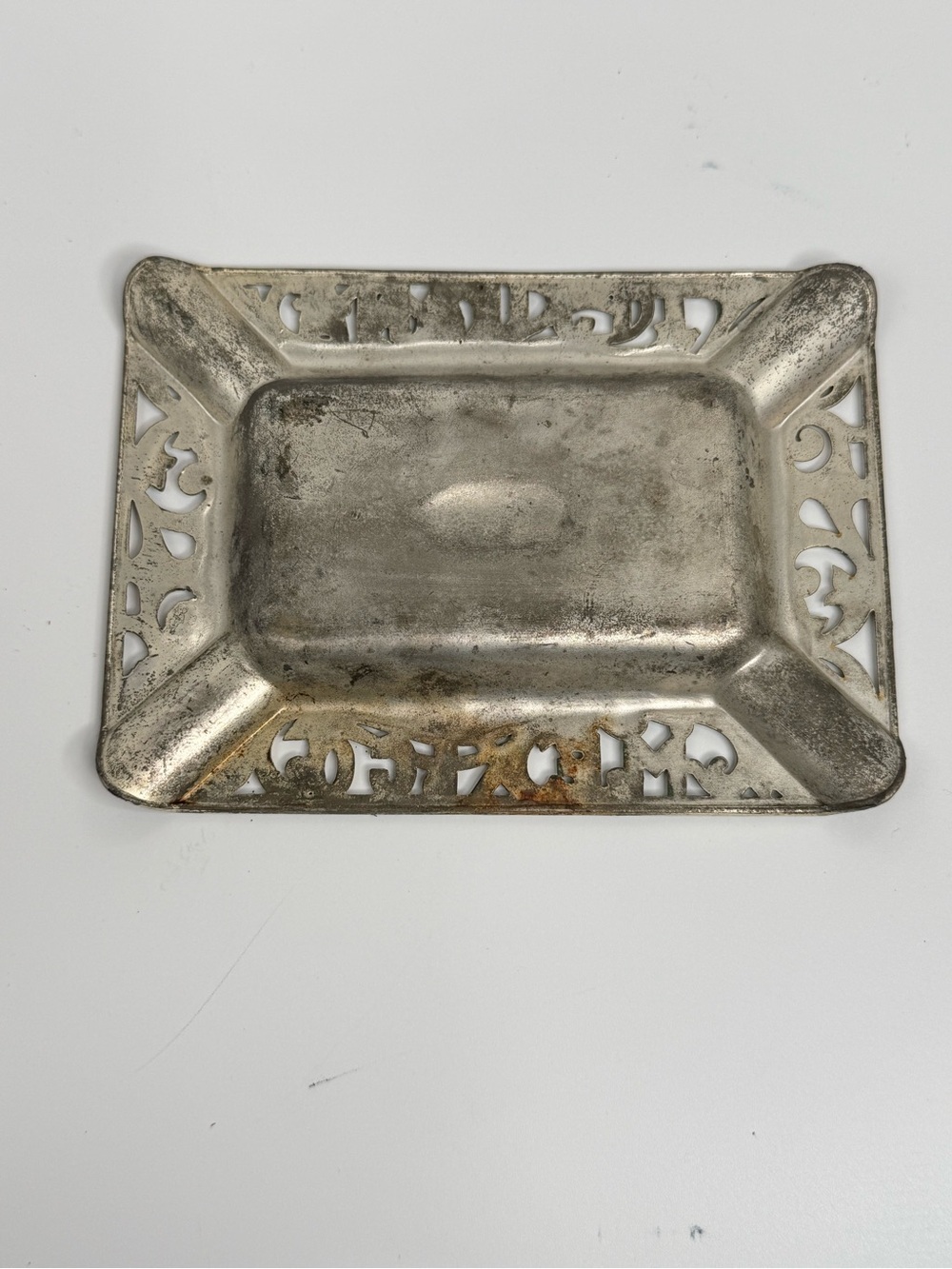 Decorative Silver-Tone Metal Catchall Tray ashtray Tijuana Mexico mid century - Picture 2 of 3
